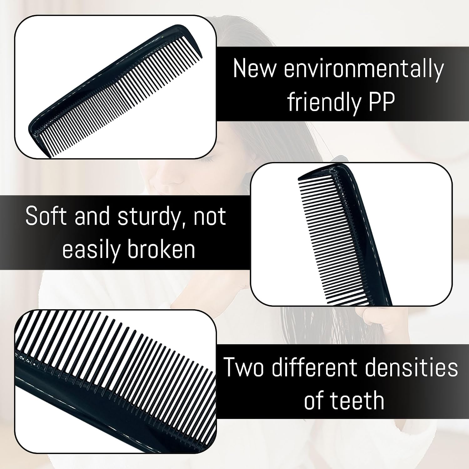 150 Pcs Hair Combs bulk for Men Plastic Comb 5 Inch Pocket Hair Combs in Bulk Fine and Wide Tooth Comb for Women, Hotel, Travel, Charity, Homeless, Nursing Home, Church Activities(Black)
