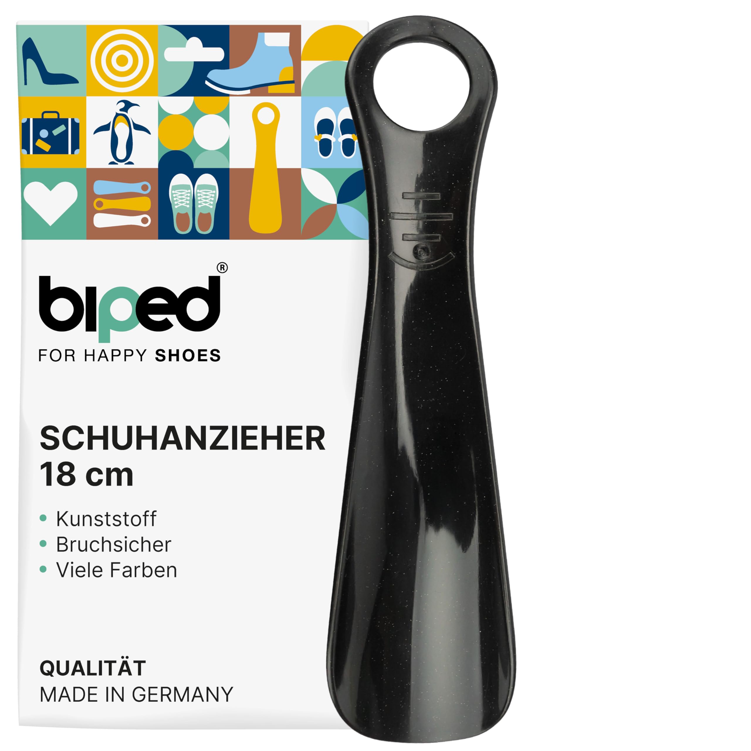 biped Schuhanzieher aus Kunststoff 18 cm – Mini Schuhlöffel, perfekt für unterwegs – Ergonomisch geformter Reiseschuhlöffel – Ideal für Kinder & Erwachsene z2798(schwarz)