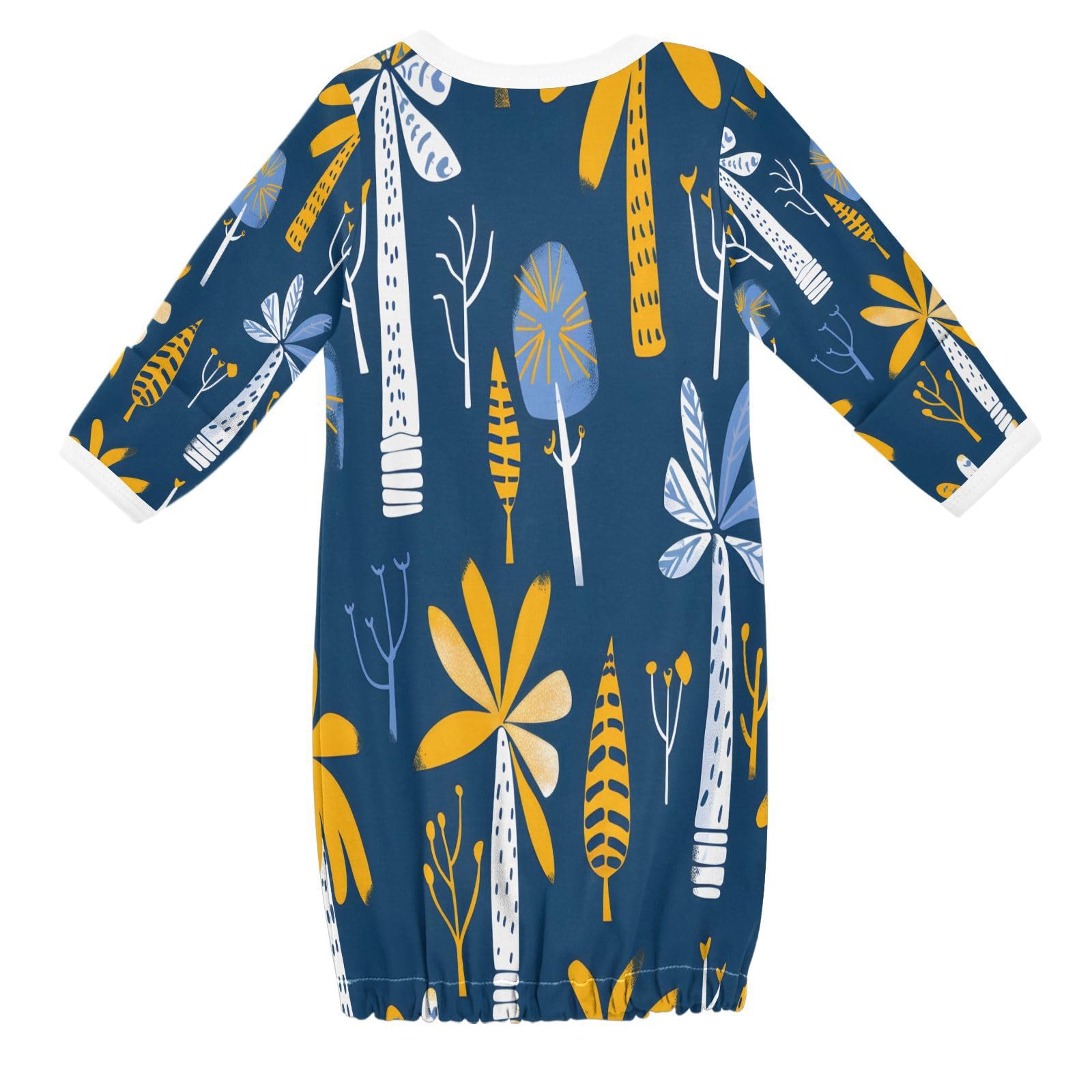 senya Nightdress Sleeper Gown Long Sleeve Nightgown Pajamas Yellow Plam Tree for 3-12 Months