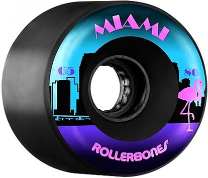 RollerBones Outdoor Miami 65mm 80a Roller Skate Wheels 8pk Black