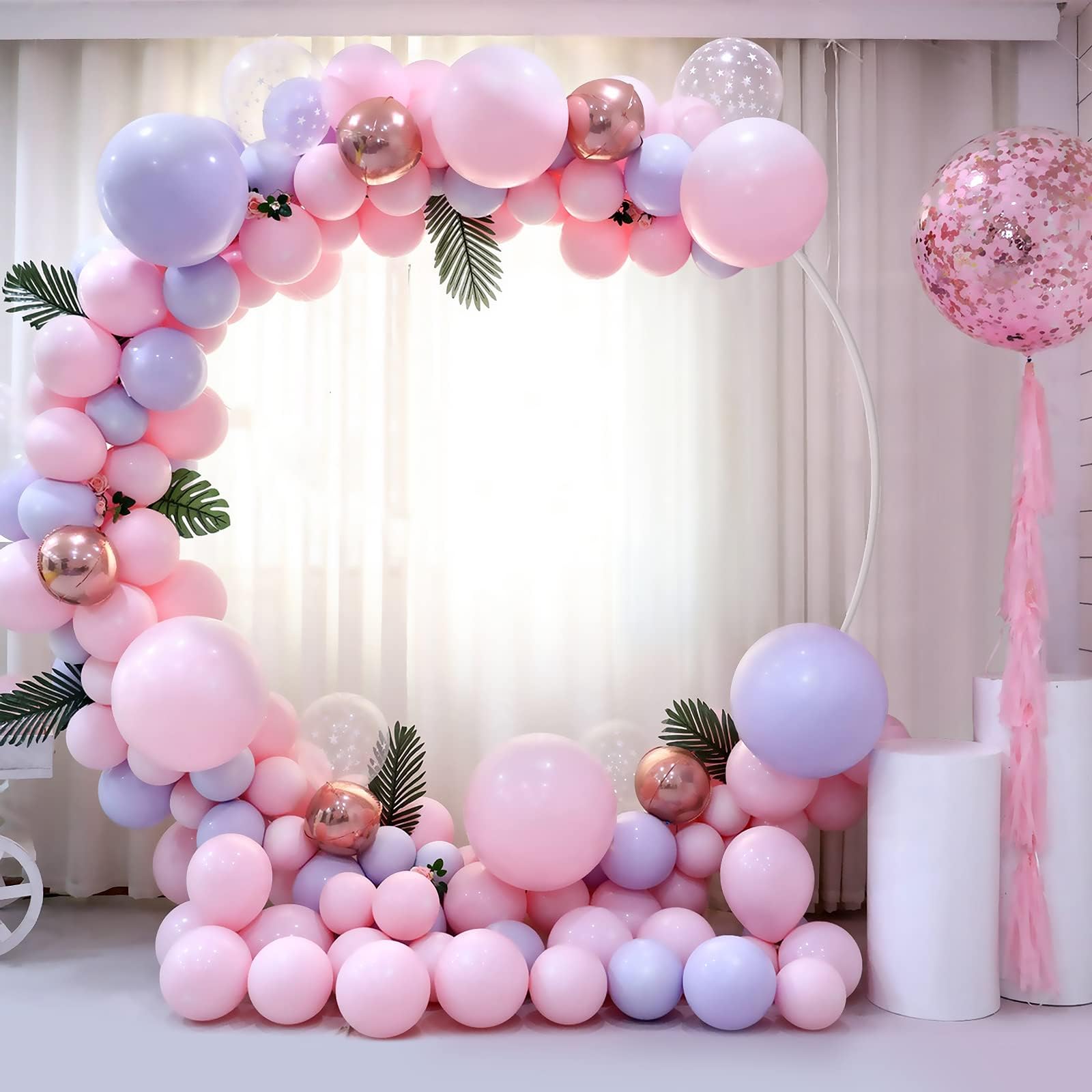 59" Round Balloon Arch Kit, Collapsible and Reusable PVC Tubes Create Balloon Ring Backdrop Kit for Wedding, Birthday Party, Photo Background, Baby Shower, Festival Decoration-Valentine's Day