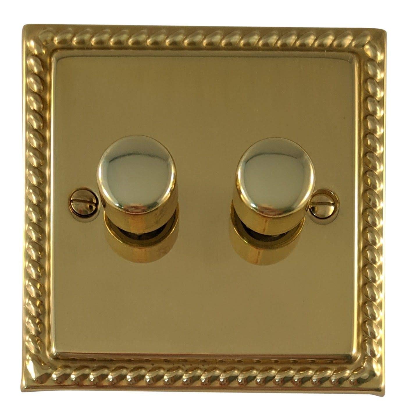 G&H Brassware Brass G&H Ware Mb512 250W Two Gang Georgian Polished Led Dimmer