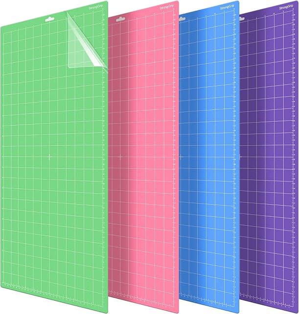 12x24 Variety Mats for Cricut Explore Air2/Air/One/Maker 4PCS Green StandardGrip/Blue LightGrip/Purple StrongGrip/Pink FrabricGrip Multiple 24Inch Long Cutting Mats for Cricut