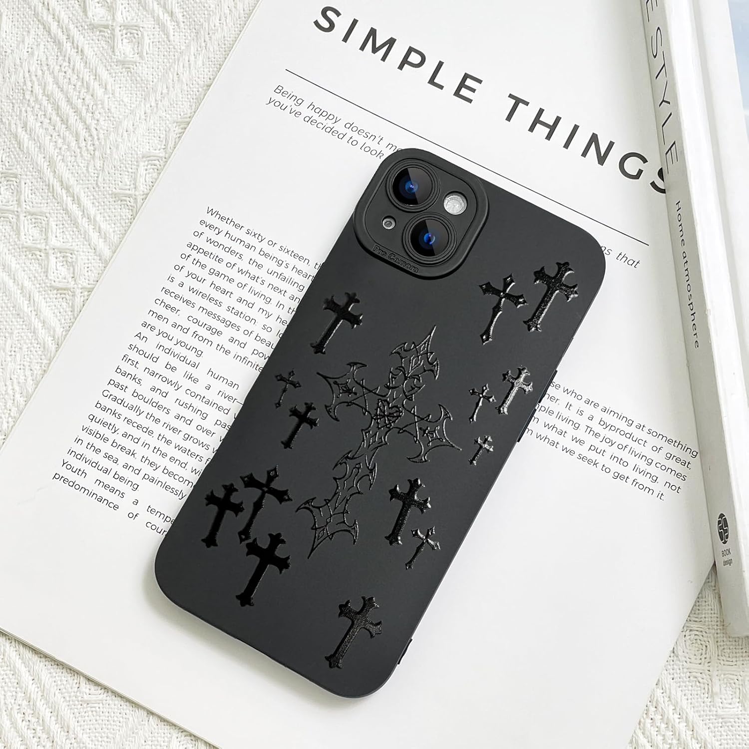 KANGHAR for iPhone 15 Case Aesthetic Blessed Cross Jesus Christian Goth Designed for Women Girls Men, Full Camera Protection Slim Fit Soft TPU Shockproof Protective Cover - Black - Image 4