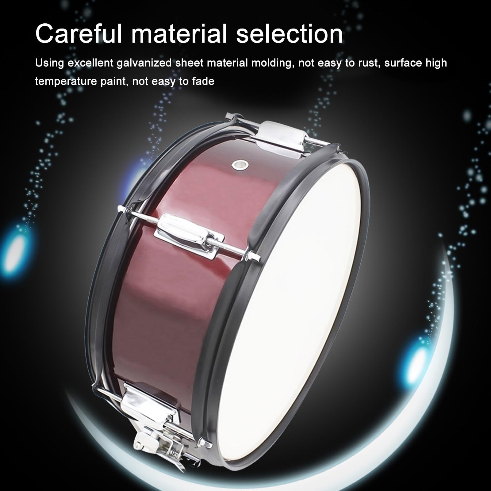 Generic Anfänger-Snaredrum, 14 Zoll, Edelstahl, Geeignet für Militärbands, mit Trommelstöcken und Schultergurt