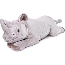 Tiny Heart Simulation White Rhino Plush Toy, 15.35inch Soft Realistic Plush Stuffed Animal Toy White Rhino Cute and Funny Gift for Children Home Decor Throw Pillow