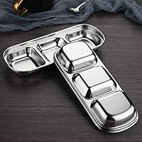 Vista 4 de 6 cuencos de acero inoxidable para salsa de soja, 3 rejillas, platos de salsa divididos, guarniciones para salsa de soja, salsa de tomate