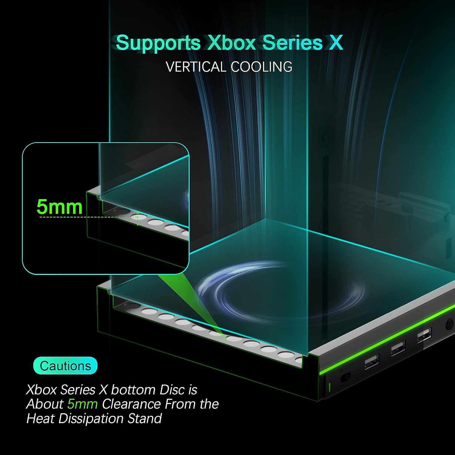 Vertical Cooling and Charging Stand Compatible with Xbox Series X/S Console＆Controller, 7 Color Lights/3 USB Ports, Vertical Dual Controller Charger Station Dock Accessories - 2 Gear Fan Speed : Video Games