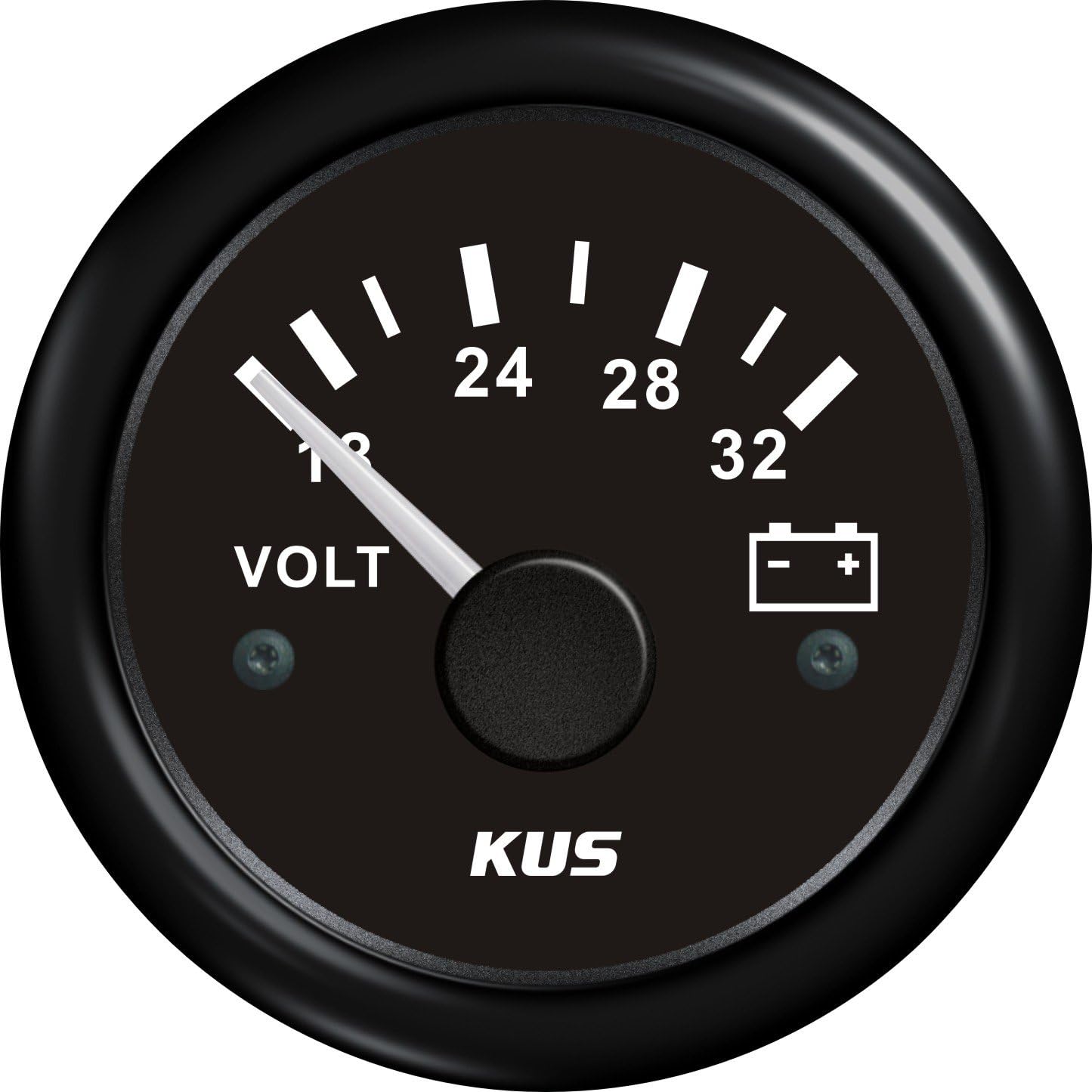 KUS Analog Voltmeter Gauge, CMVR-BB, 18-32V Range, 24V, 2" (52mm)