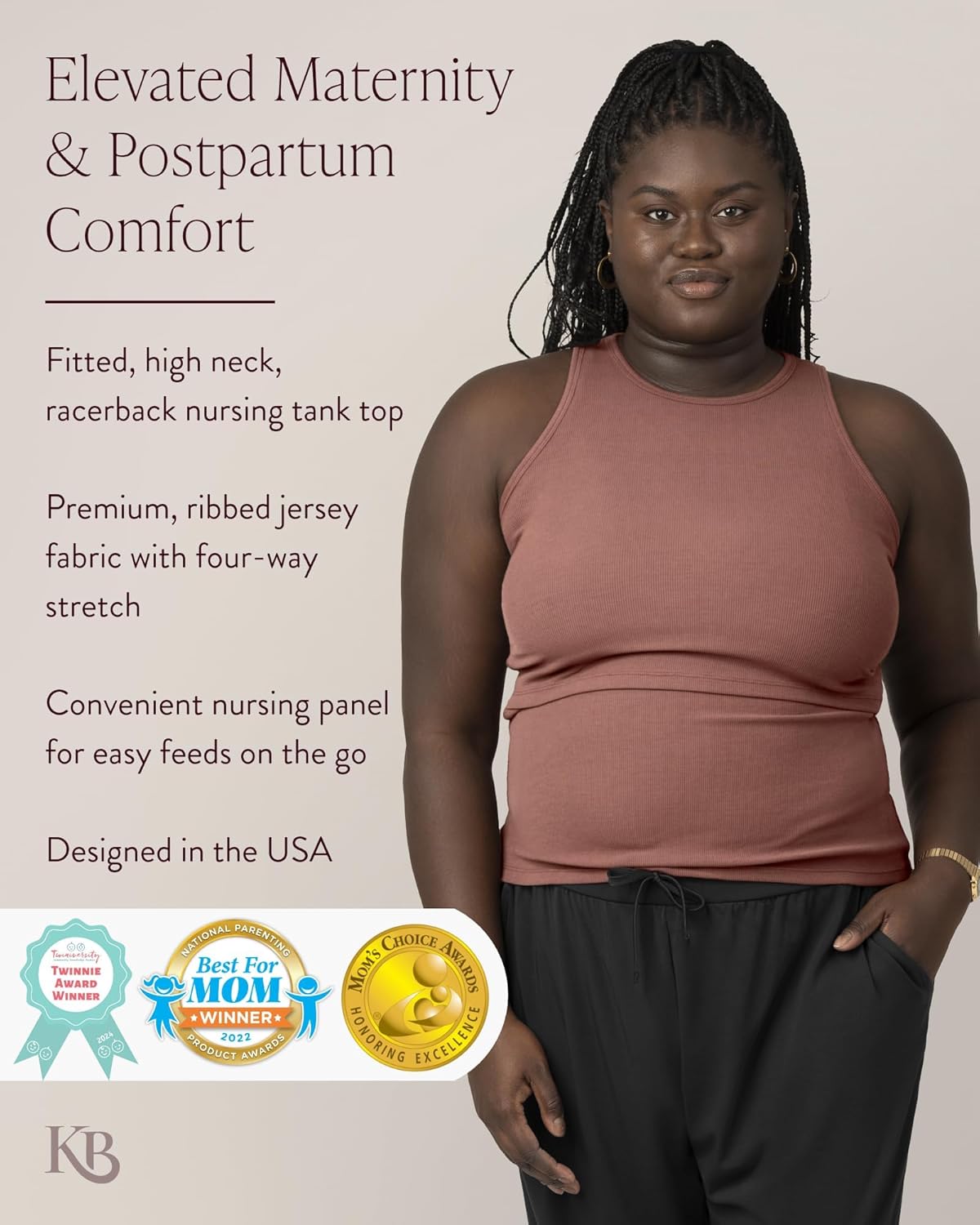 Kindred Bravely Ribbed Racerback Nursing Tank Top | Women's Sleeveless Breastfeeding Shirt - Image 3