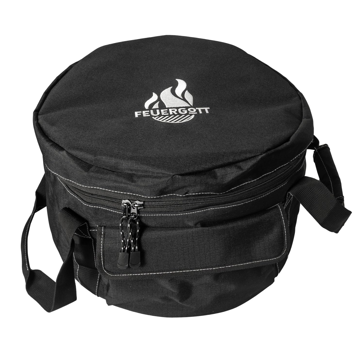 Transporttasche für Dutch Oven 4,5 l und 6,5 l Schwarz Polyester Tragetasche für Feuertopf Aufbewahrungstasche mit Netztaschen Reißverschlussfach Außentasche