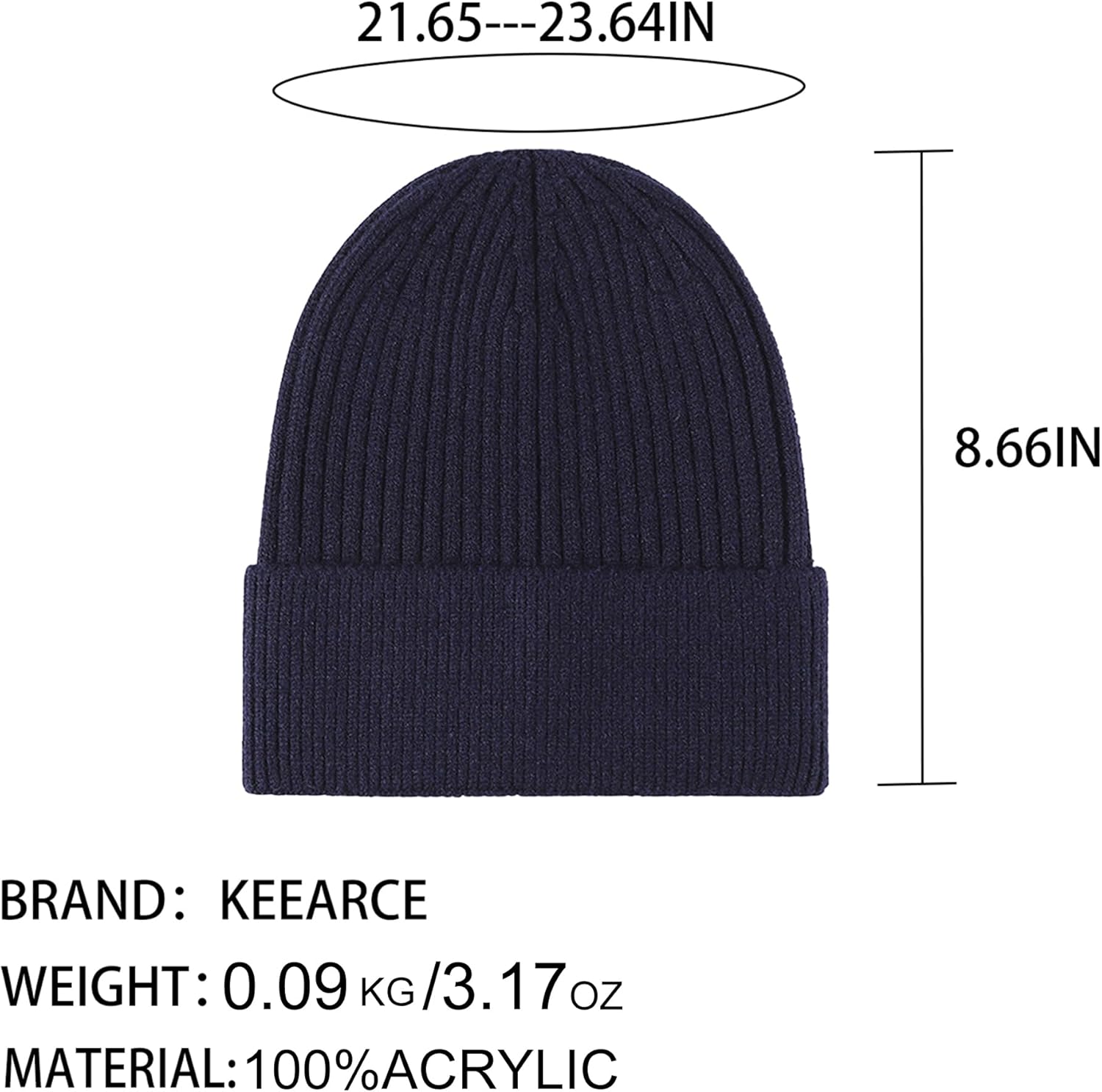 Soft Warm Unisex Winter Hat Beanie Cuffed Knit Cap Warm Skull Cap - Image 5