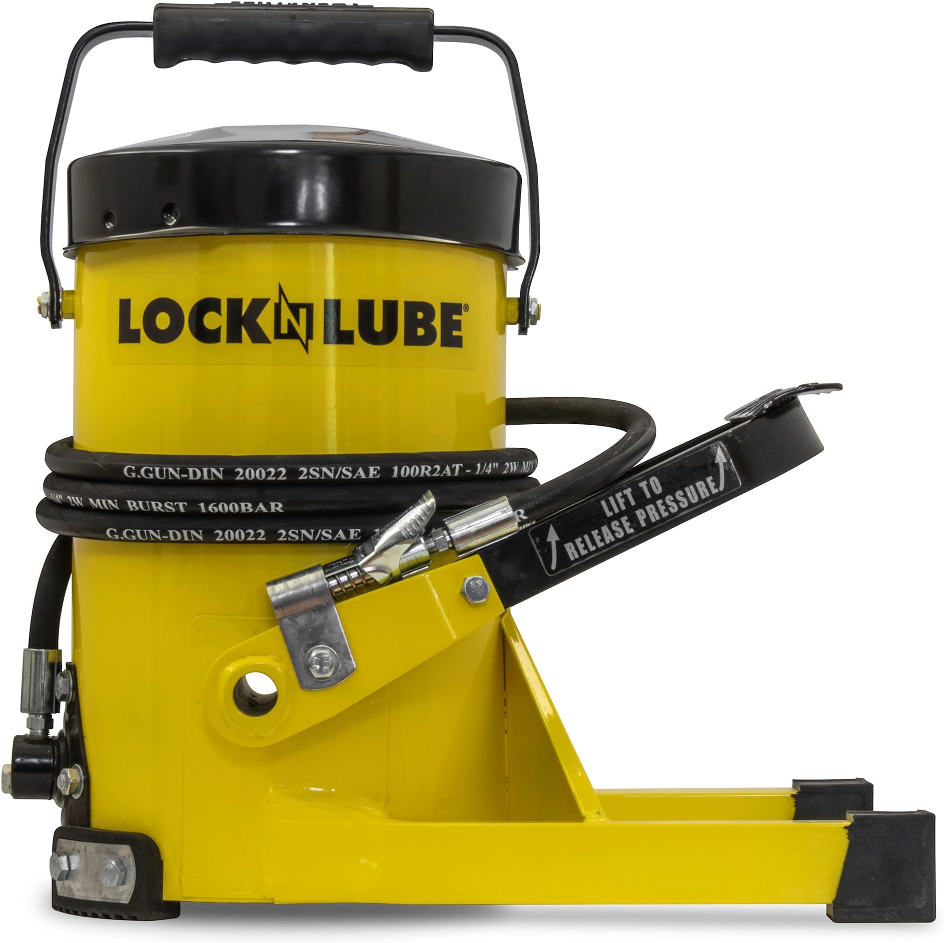 G. Gun Grease Pump - Quick and Easy Greasing - 10 Foot Flex Hose - LockNLube Grease Coupler Included - No Mess, No Waste - Industrial Strength Construction - 10,000 PSI Foot Operated