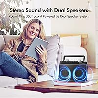 Vista 3 de AM FM Radio portátil enchufable de pared o batería para el hogar y al aire libre, fuerte recepción y sonido estéreo, fácil de usar, conector de Negro