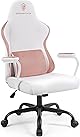 Dowinx ゲーミングチェア 椅子 オフィスチェア デスクチェア ロッキングチェア ゲームチェア パソコンチェア 学習椅子 pcチェア 疲れない ライバーサポート メッシュ ファブリック 高さ調節でき 簡単組み立て ピンク＆ホワイト LS-66MBZZ07