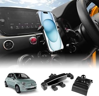 Car Smartphone Holder, Compatible with Fiat 500 2008 - 2024, Avalt 595 2012 - 2024, New Arrival & Strongest Stability, Just Place On, Car Smartphone Stand, Air Conditioning Vent, One-Hand