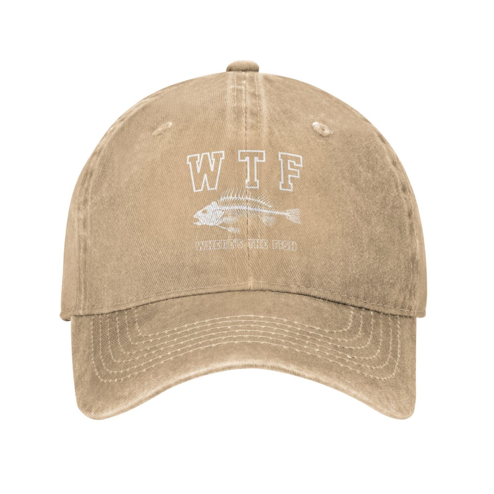 Aceprints Unisex Natural Wtf Where's The Fish Hat Men Women Vintage Retirement Denim Hat Baseball Cap