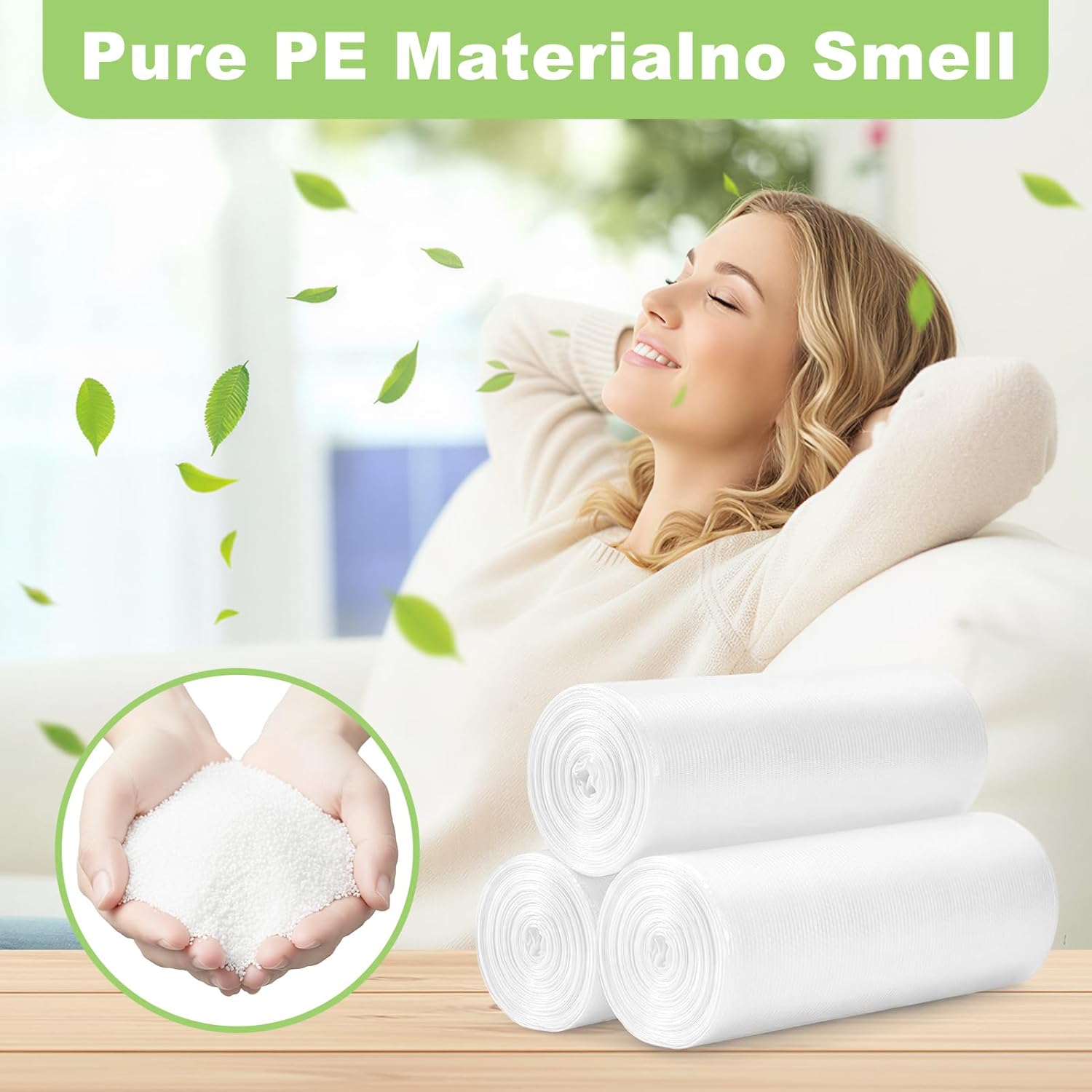 Delxo 4 Gallon Small Trash Bags, 2000 Count Bulk, 17.7 x 19.6" Clear Unscented Bathroom Trash Bags, 0.48 Mil Thick, Tear-Resistant Small Garbage Bags for Bathroom, Office & Commercial Use