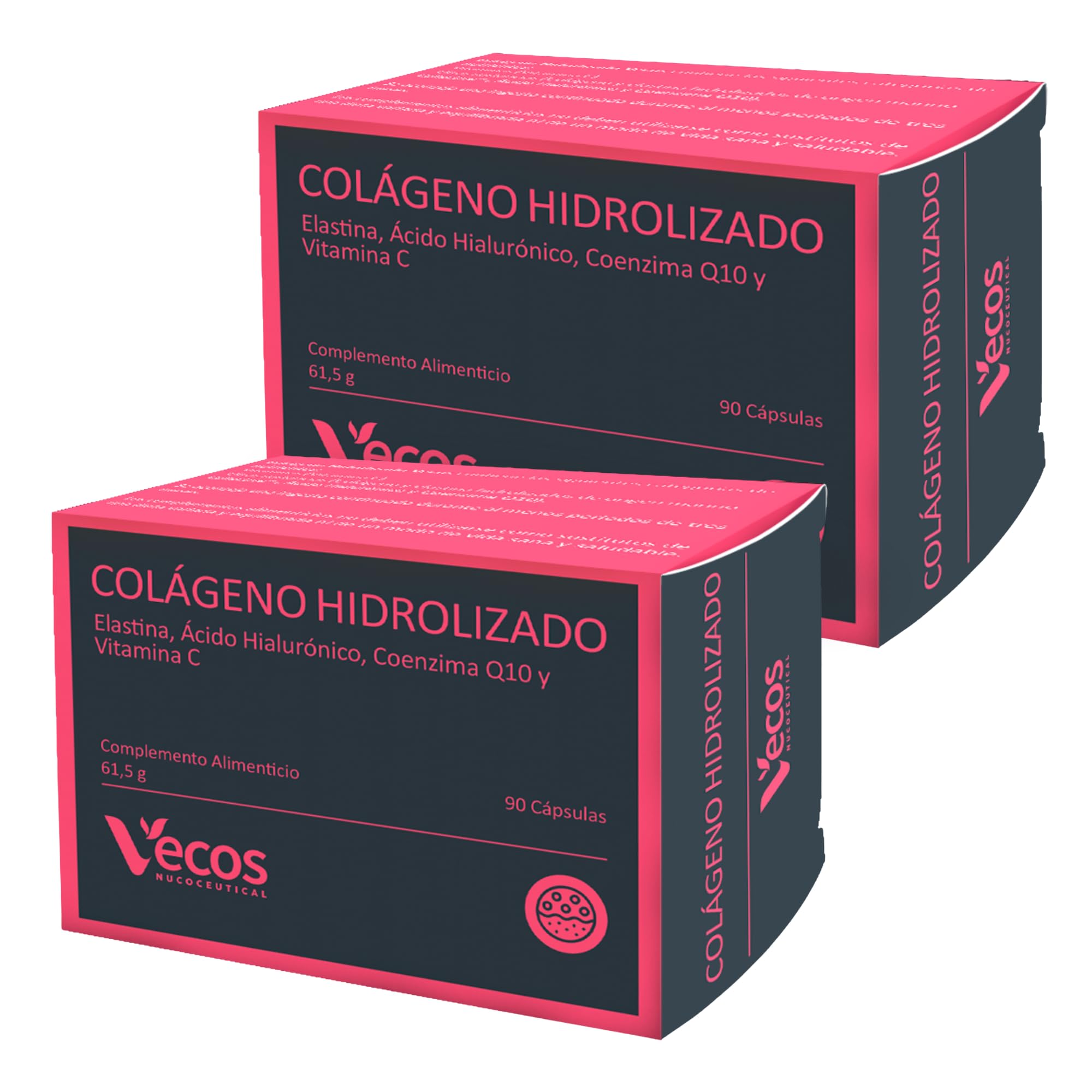Colágeno Hidrolizado para la Buena Salud e Hidratación de la Piel | Elastina, Ácido Hialurónico, Coenzima Q10 y Vitamina C para Mejorar la Elasticidad de la Piel | 90 Cápsulas Vegetales