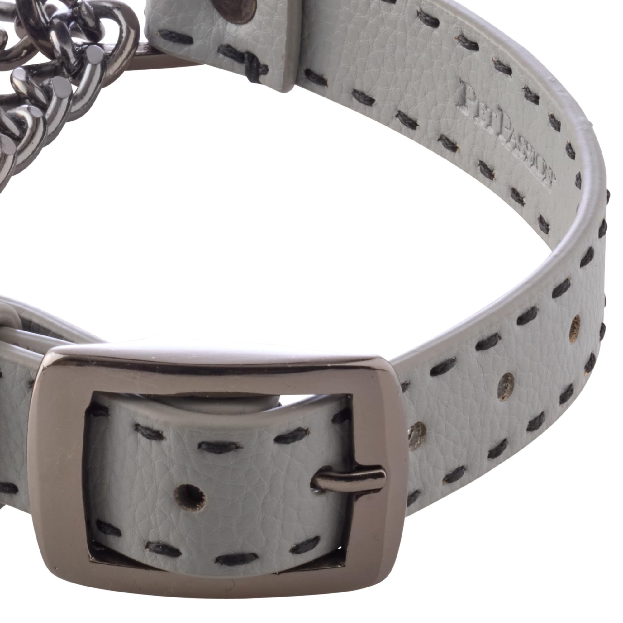Pet Passion Rein - Collar Ajustable de Cuero Vegano Martingale sin tirones para Entrenamiento de Mascotas, para Cachorros, Perros pequeños, medianos y Grandes, Gris, Grande