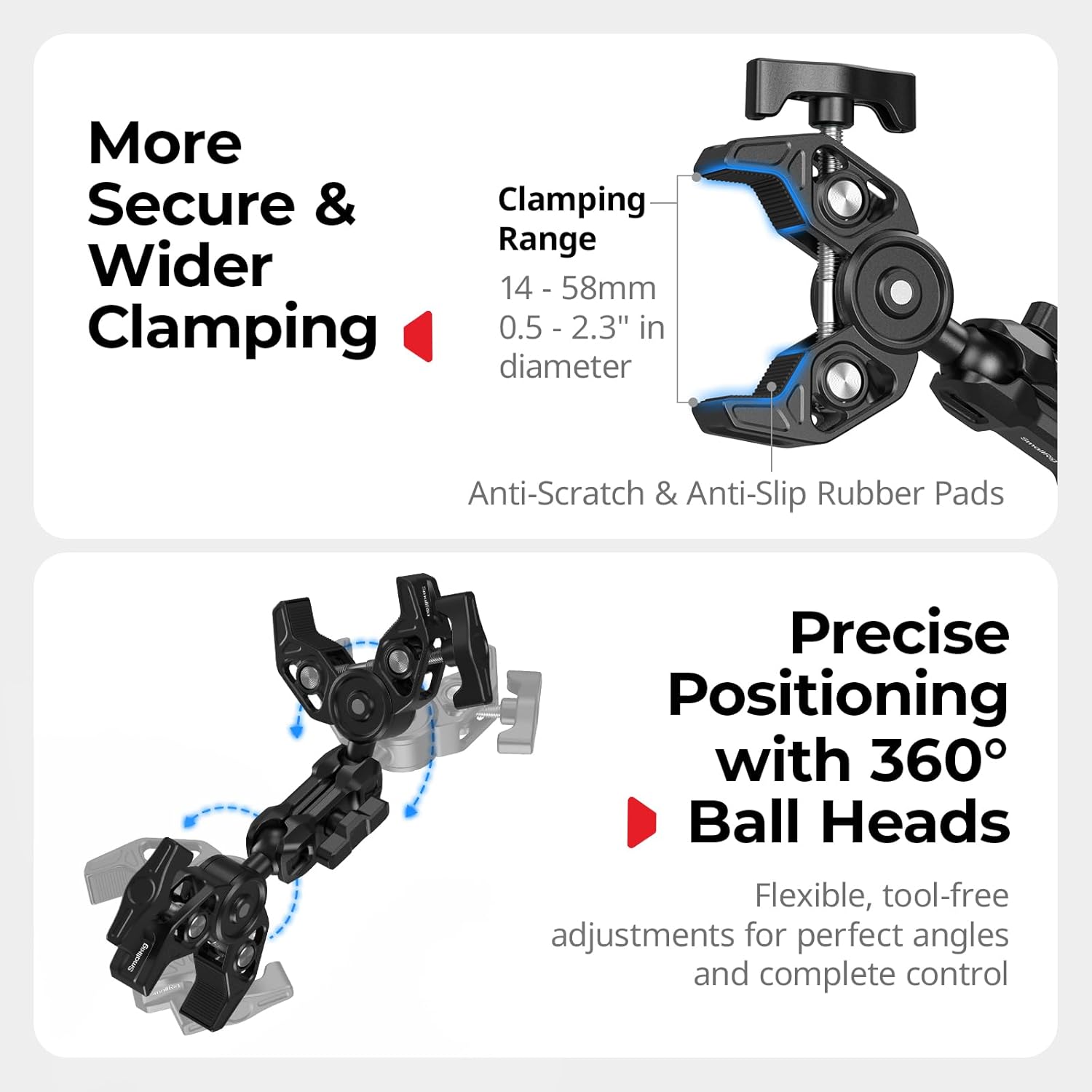 SMALLRIG Motorcycle Mount Bundle for Insta360 X5/X4/X3 360 Camera, for DJI OSMO 360/Action 6/5 Pro, for GoPro, Bike Handlebar Invisible Selfie Stick with Dual Ball Heads Super Clamps, Adapter - 5459