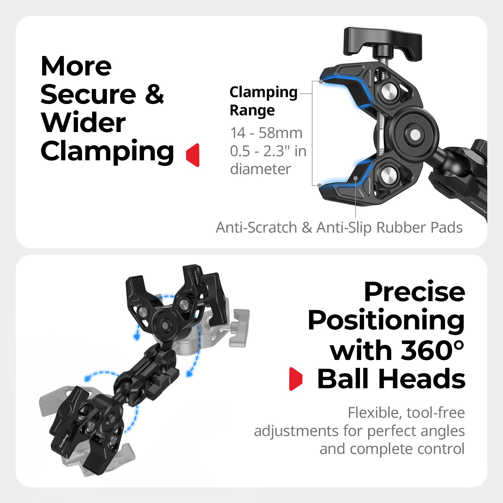 SMALLRIG Zestaw Montażowy Motocykla Do Insta360 X5/X4/X3/X2, Niewidoczny Kij Do Selfie Na Kierownicę Roweru Z Podwójnymi Głowami Kulowymi I Super Clamps, Adapter Do GoPro I Do DJI OSMO 360-5459