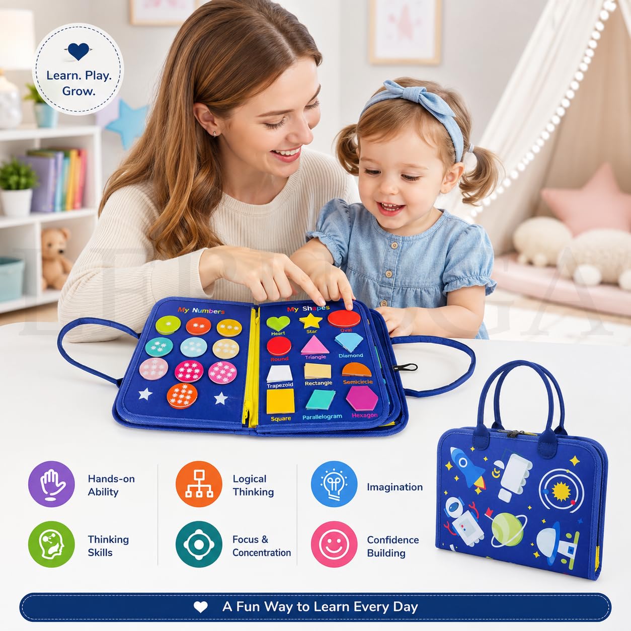 12 in 1 Toddler Busy Binder Learning Educational Board for Kids Sensory Board Preschool Education Learning Fine Motor Skills Montessori Busy Board Educational Busy Book for Learning — Amazon image 9