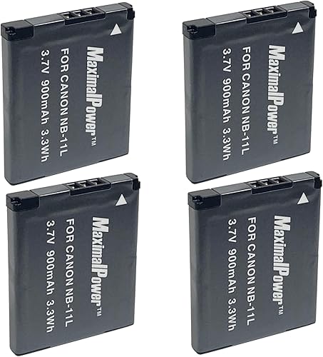 Paquete de 4 baterías para Canon NB-11L, NB-11LH y Canon PowerShot A2500, A2600, A2300, A2400, A3400, A3500, A4000 IS, ELPH 110, 115, 130, 320, 340,
