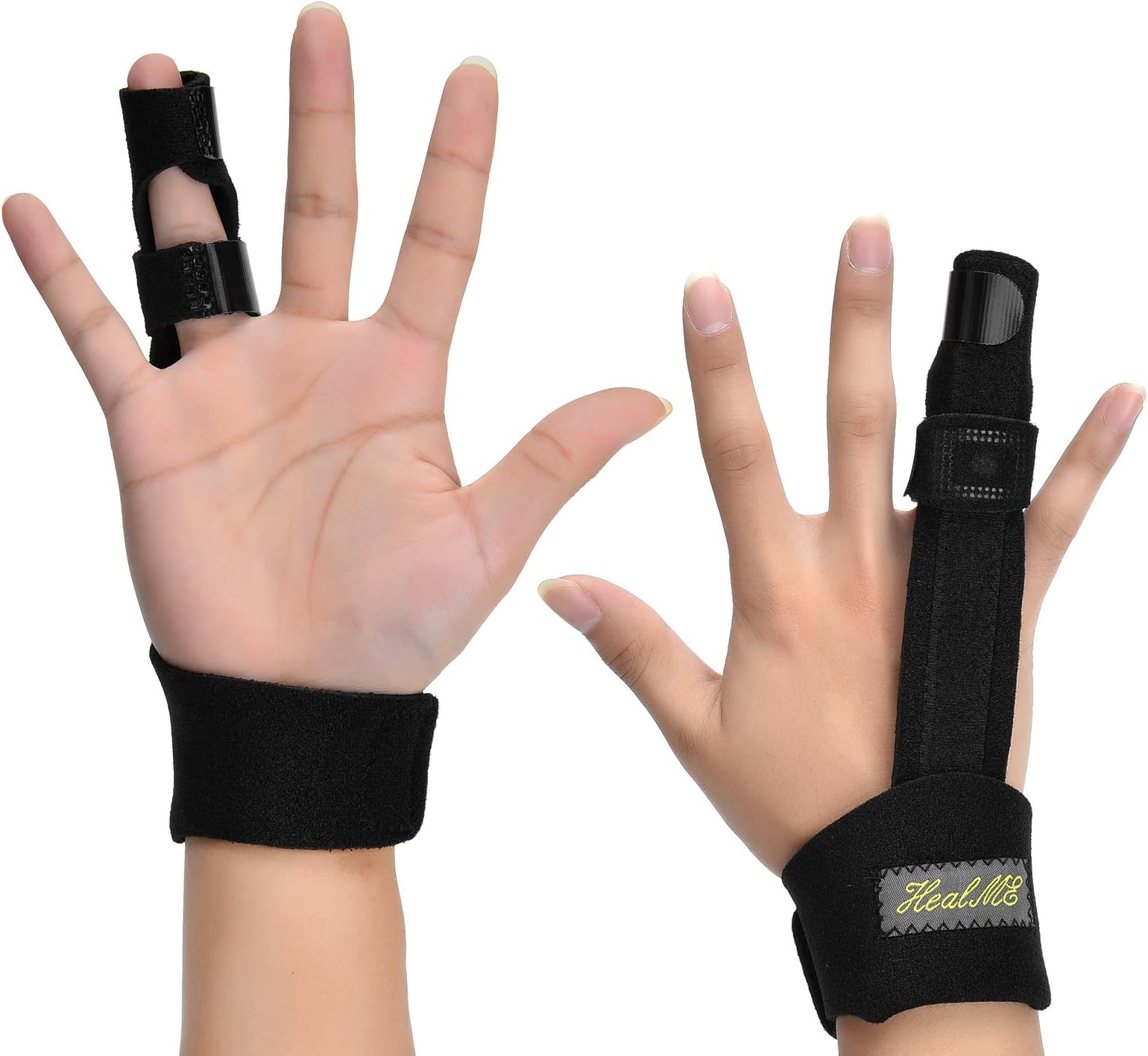 Trigger Finger Splint for Middle Finger, Pinky Finger, Ring Finger, Index Finger Brace - Mallet Finger Splint Support - Adjustable Fixing Belt with Built-in Aluminium - Tendon Release Pain Relief