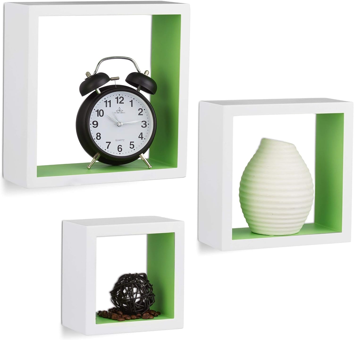 Relaxdays Cube Wall Shelf Set of 3, Cube Bookcase, Square MDF Floating