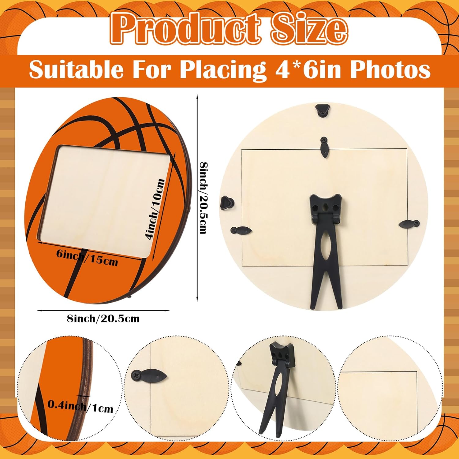Qunclay 12 Pcs Basketball Picture Frame Wooden Photo Basketball Frame Sport Picture Tabletop Gifts for Athlete Coach Team Sports Party, Display 4'' x 6'' Photos