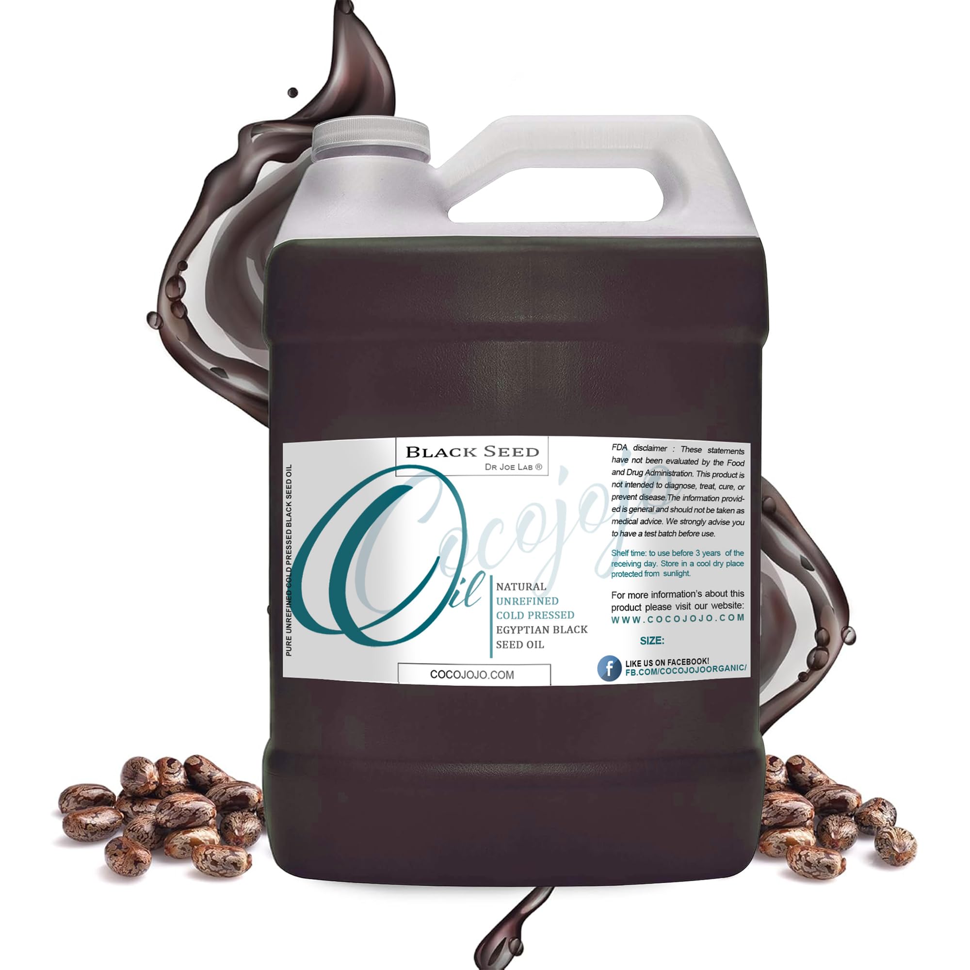 Dr Joe Lab Egyptian Black Seed Oil - Pure Natural Black Cumin Seed Oil Unrefined Cold Pressed Extra Virgin - for Hair Skin Body Nails Face - Moisturizing & Nourishing - 128 Oz (1 Gallon)