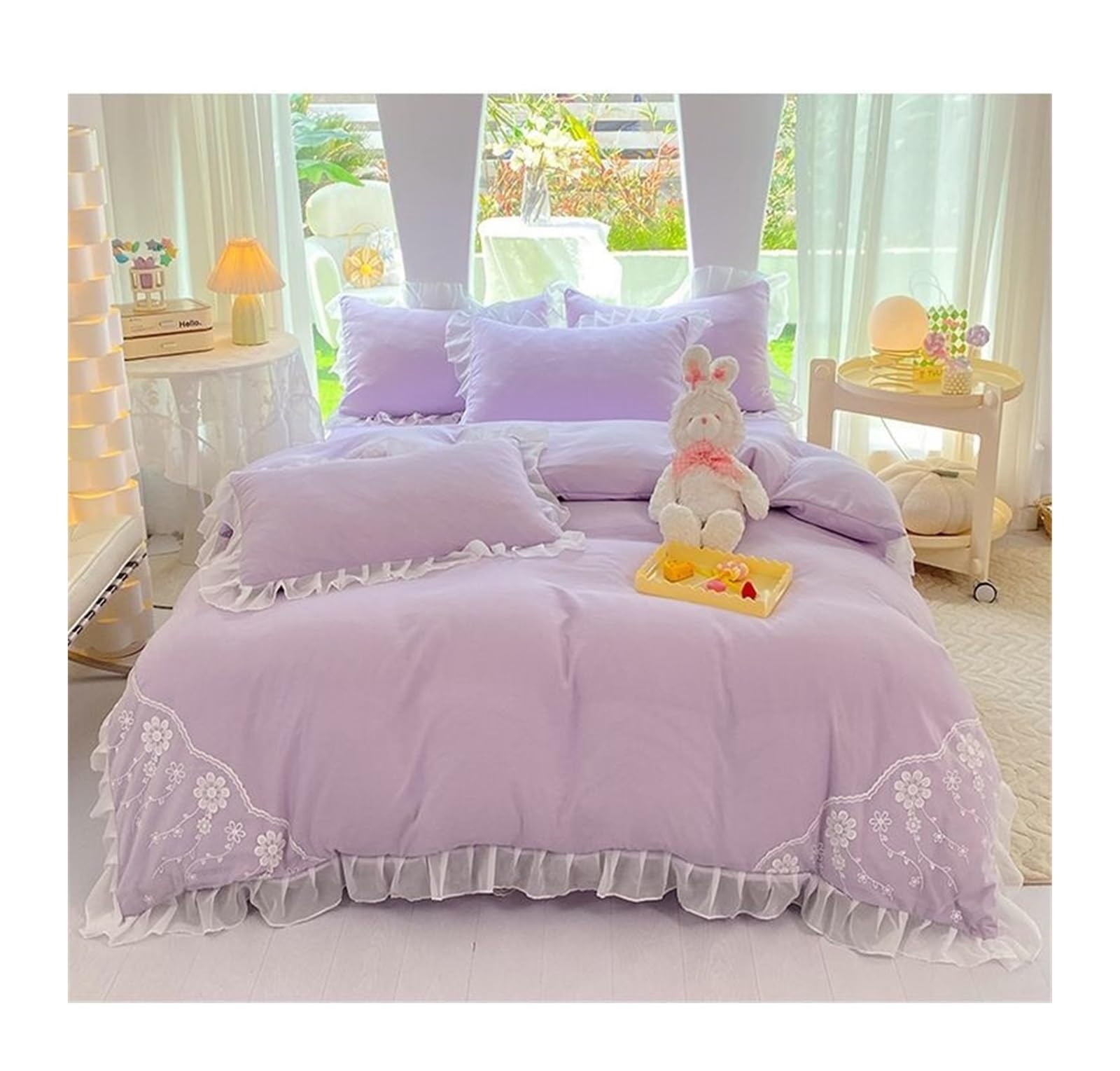 Housse de couette romantique verte en dentelle princesse pour créer un cocon de douceur ado