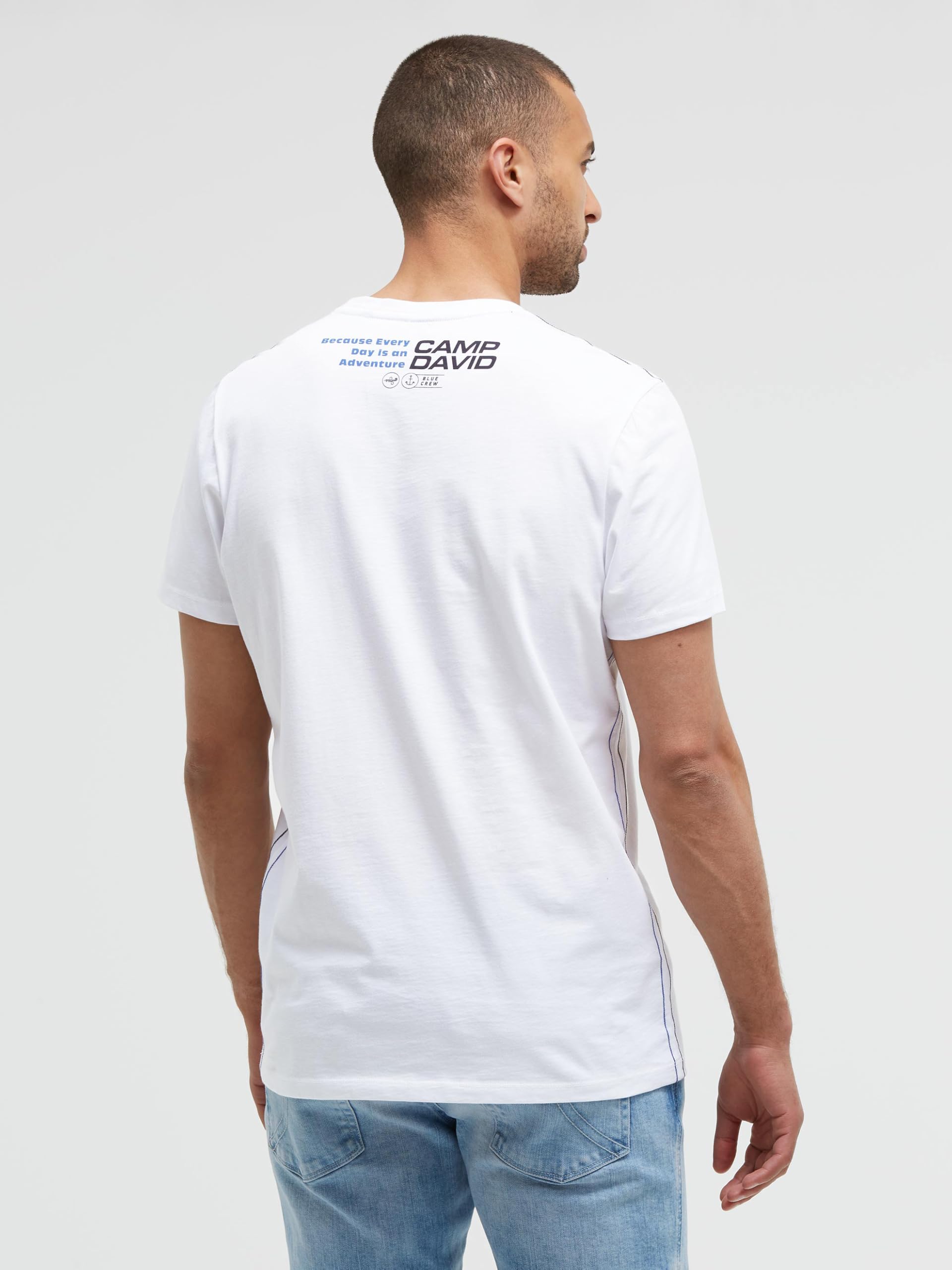Camp David Maglietta da uomo girocollo con logo Artwork