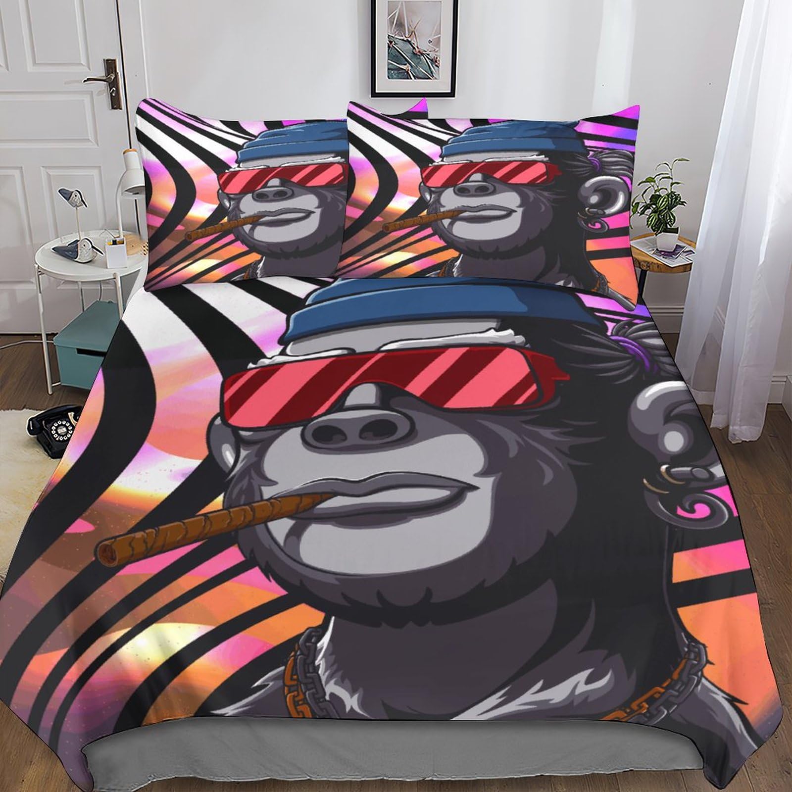 Housse de couette singe anti-acariens pour lit d'adolescent et sommeil réparateur
