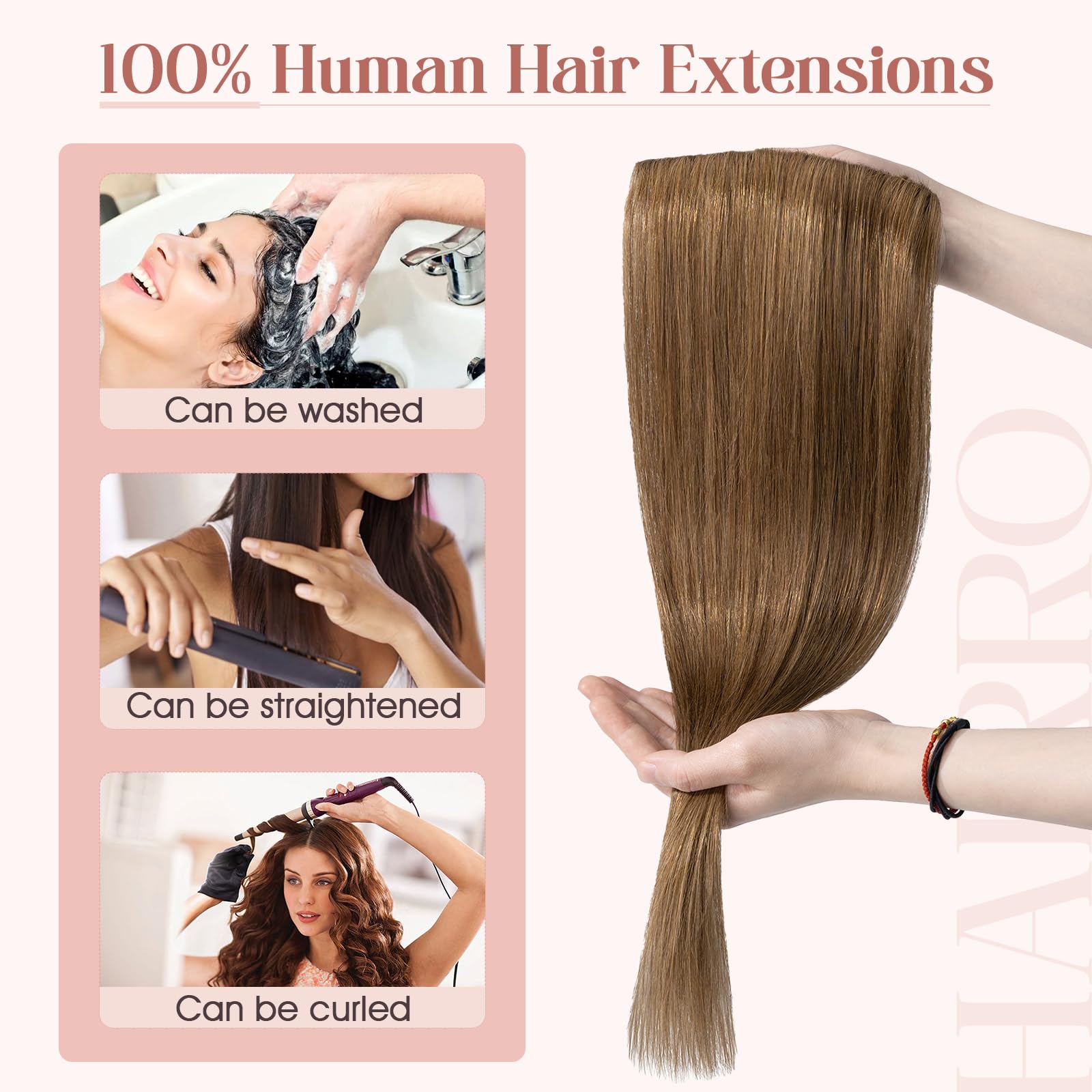 100% Real Human Hair Amazon.com : Hairro 100% Real Hair Extensions Clip in Remy  main image 3