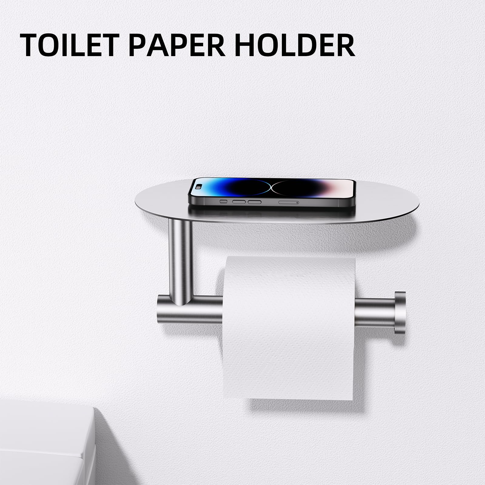 TURS Set di accessori da bagno in acciaio inox SUS304, 5 pezzi, finitura spazzolata, con barra e portasciugamani a parete