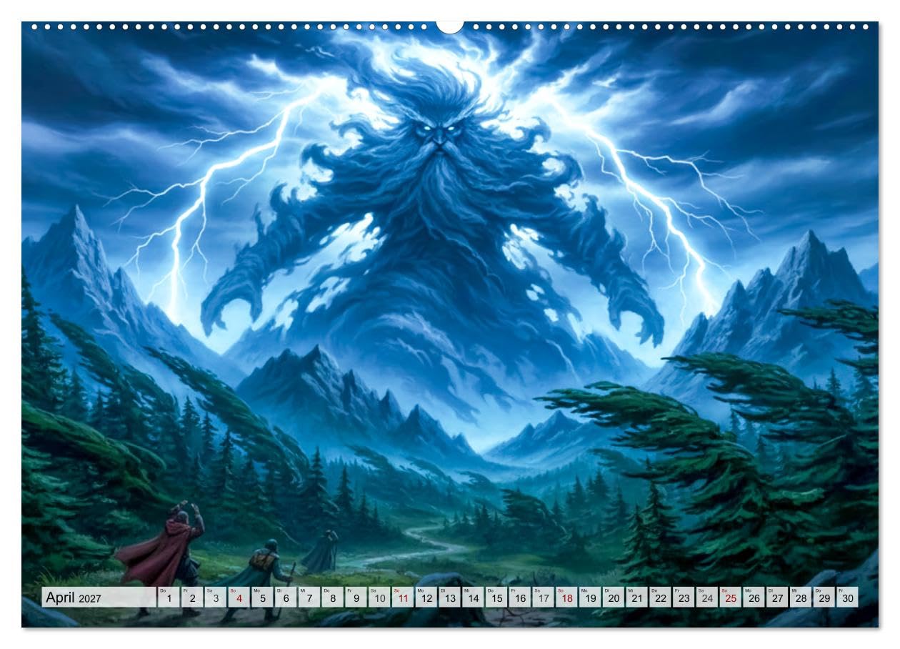 Deutsche Sagen - Helden, Dämonen, Mythen (hochwertiger Premium Wandkalender 2027 DIN A2 quer), Kunstdruck in Hochglanz: Epische Illustrationen ... und voller Legenden. (CALVENDO Kunst)