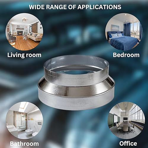 Miniatura 5 de Conector de conducto de chapa galvanizada de una sola pared de 7 "x 4" reductor y aumentador de conductos para flujo de aire, calefacción,