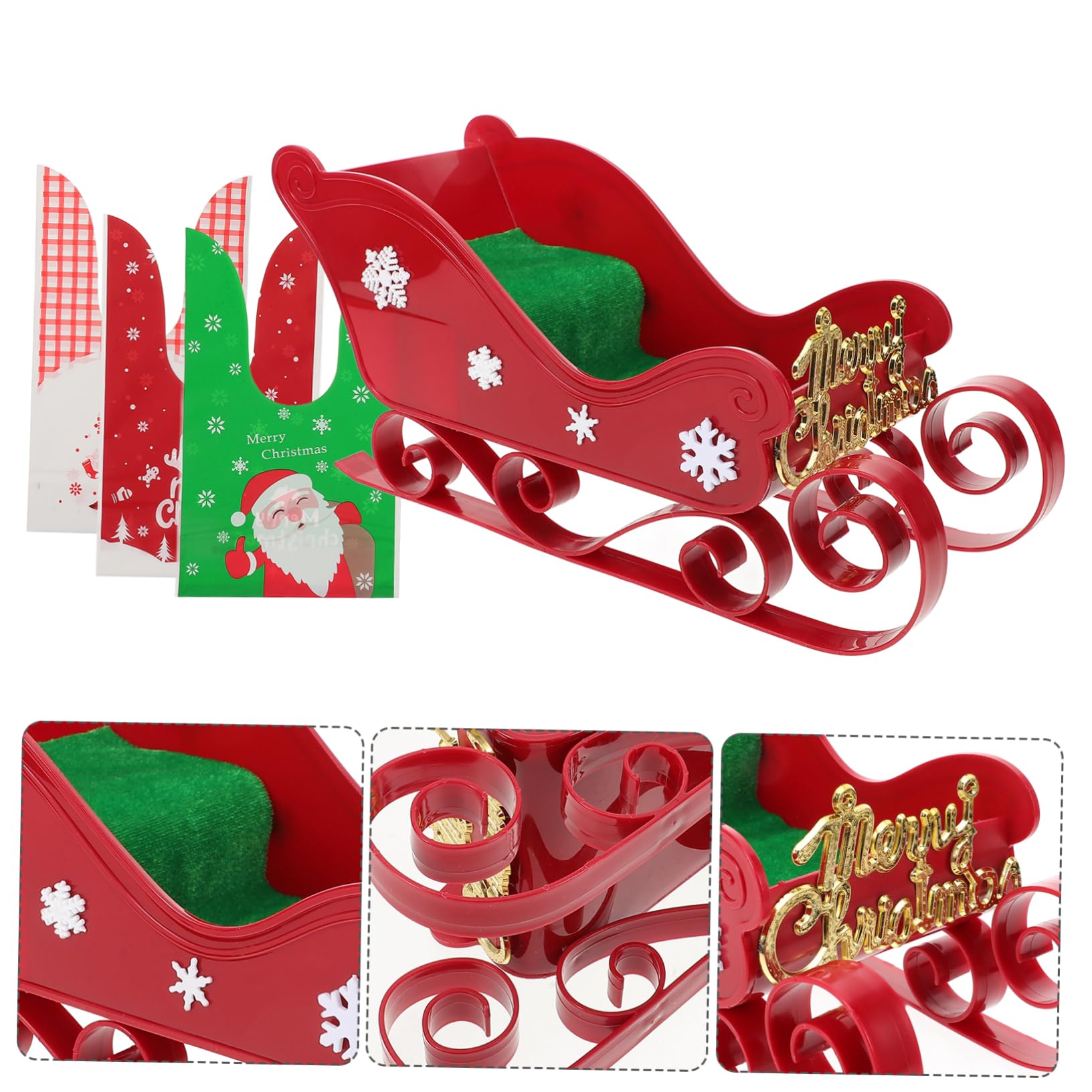 Abaodam Christmas Ornaments Set Sleigh Decoration Santa Sleigh Bell Holiday Desktop