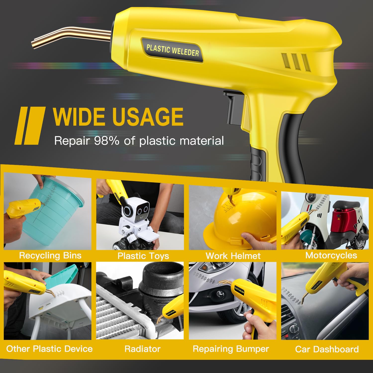200W Soudure Plastique,Soudage Plastique Machine,Kit de Réparation Pare-Chocs de Voiture,Kit Reparation Plastique pour Réparer un Auto/Moto Pare-Chocs ou Objets en Plastique