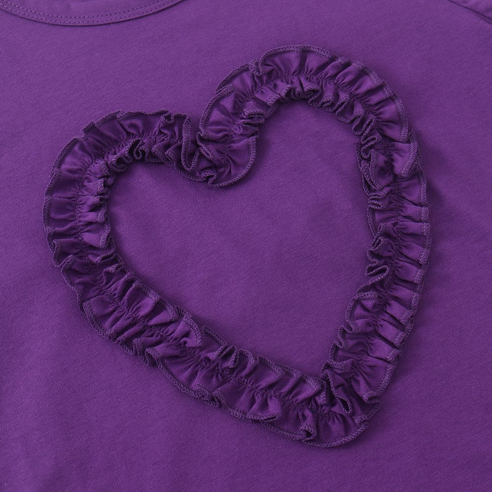 Noomelfish Girls Ruffle Heart T-Shirts Cute Short Sleeve Tee Tops (3-12 Years) - Image 5