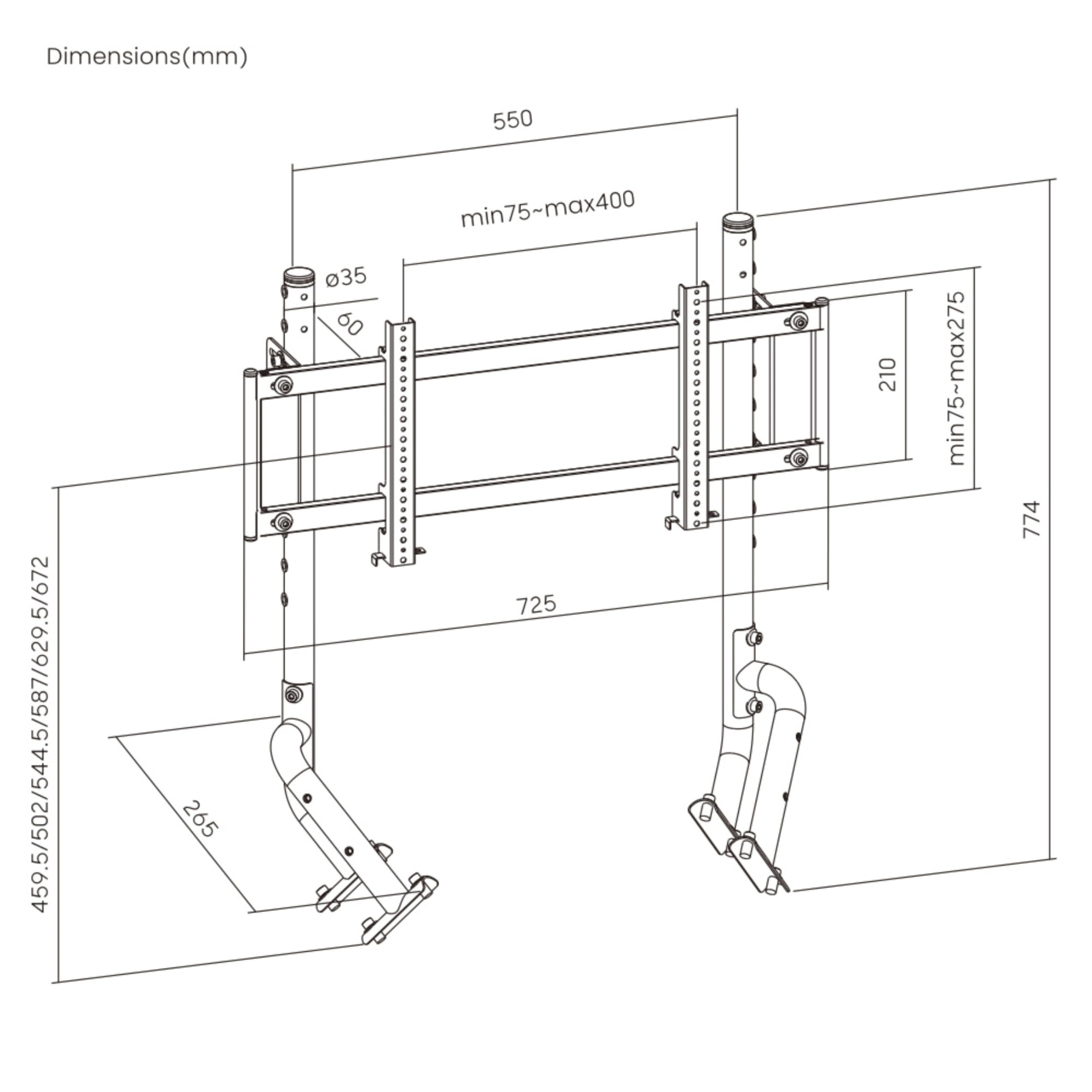 OPLITE - R8 Single Monitor Mount Black - Support Simple écran Noir pour R8 Fury