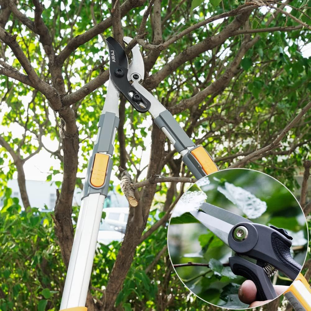 AIRAJ 3 Piece Gardening Shears Set with Telescopic Tree Lopper,Sharp Garden Hedge Shears and 7.5 in Pointed Pruning shear,Combo Garden Tool Set Tree & Shrub Care Kit : Patio, Lawn & Garden