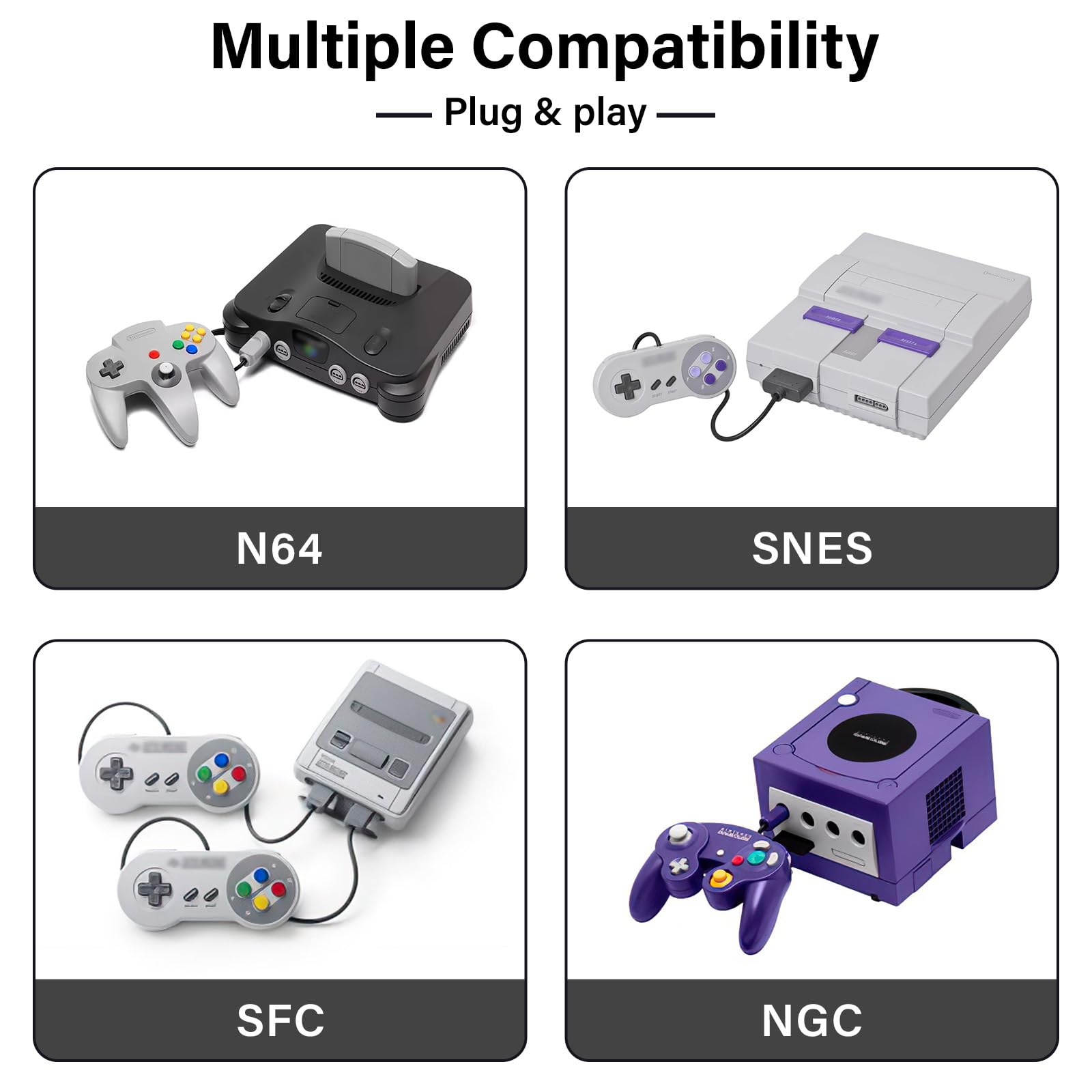 Adattatore HDMI N64 con supporto S-Video automatico e composito, compatibile con 64, Snes, Famicom e Gamecube, convertitore HD di videogiochi plug & play senza ritardi