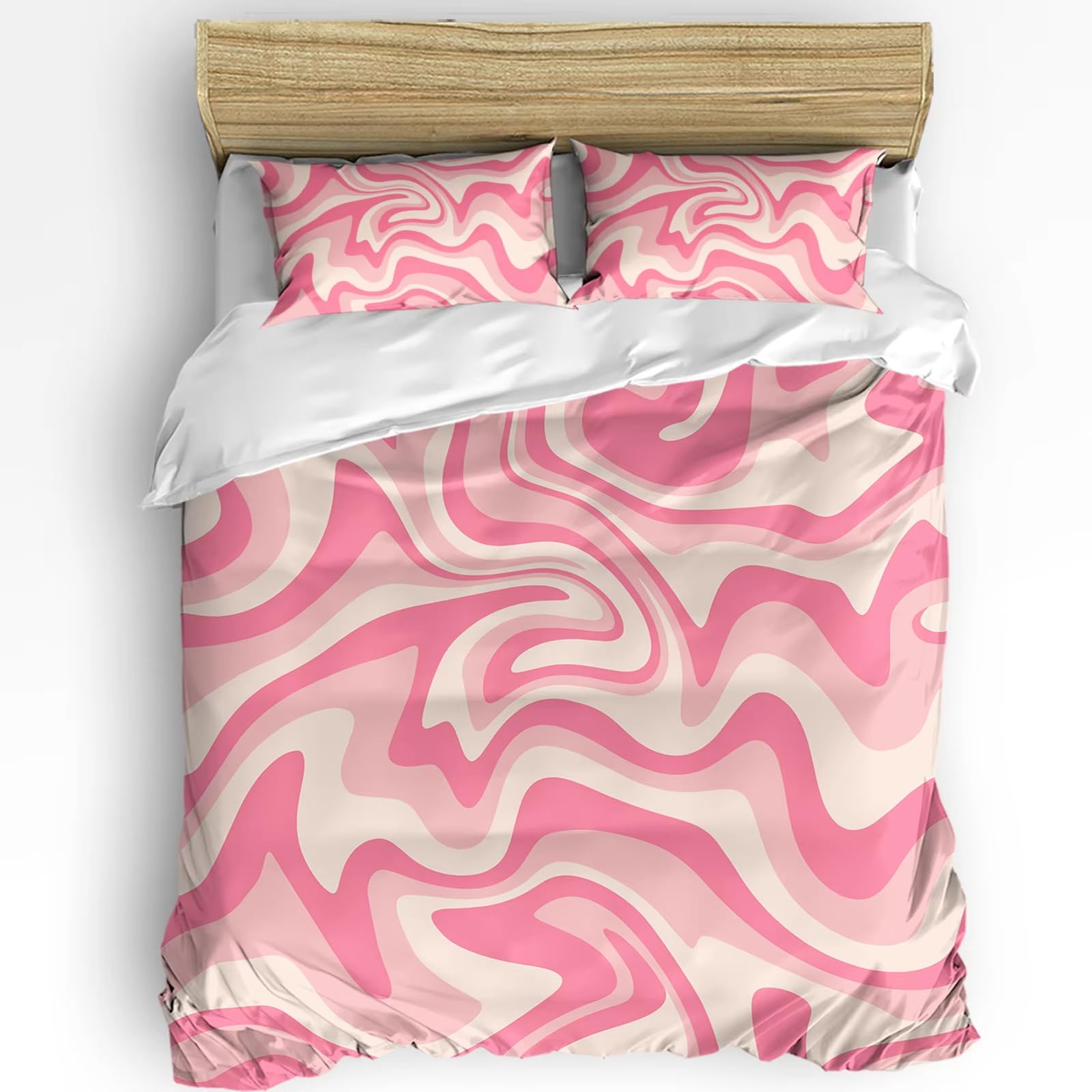 Housse de couette marbre rose imprimée pour transformer une chambre de fille ou femme