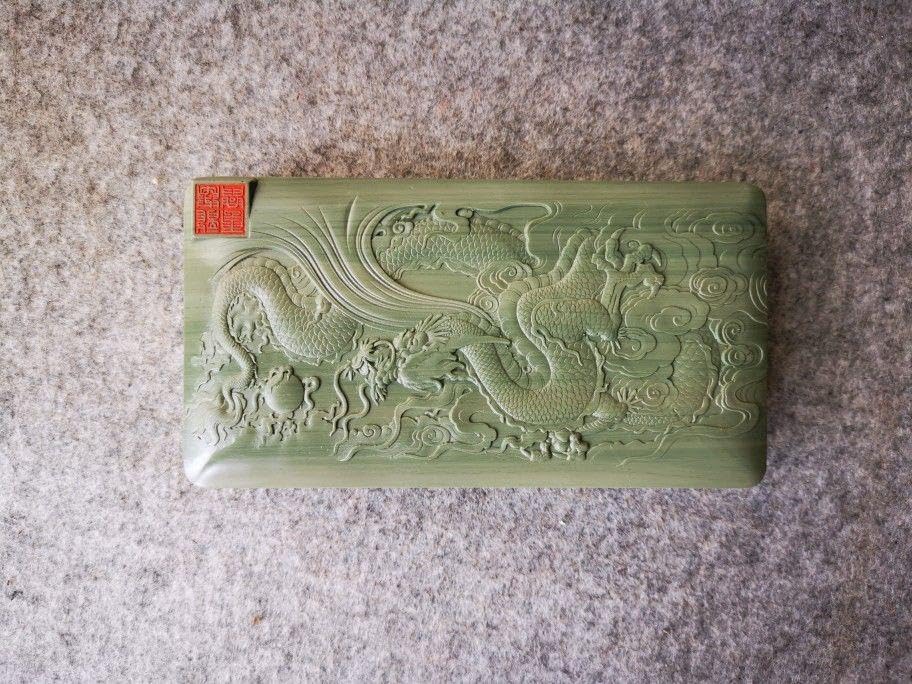 端溪 麻子坑 硯 羊 箱入り 蓋付き 習字 アンティーク レトロ 端溪 麻子