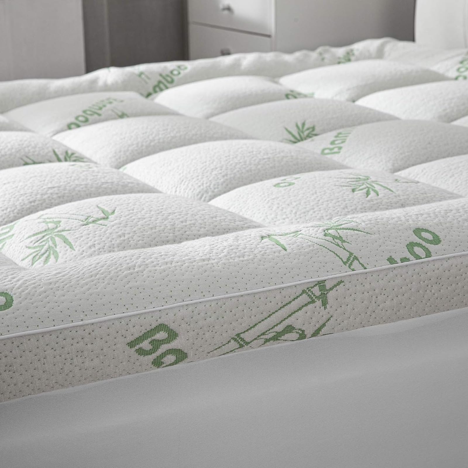 Surmatelas Bamboo | Tissu en Polyester Bambou | 7 cm de Confort | Microfibre, hypoallergénique (140x190 cm)