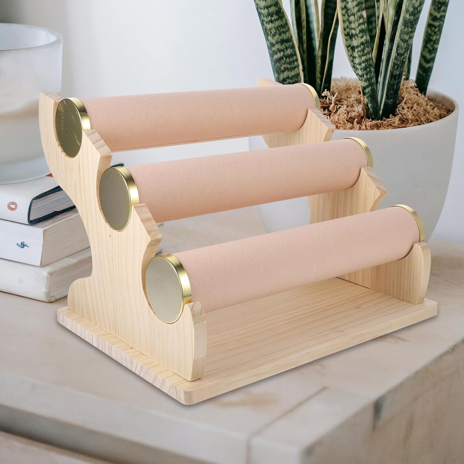 STOBAZA Wooden Jewelry Tower Bracelet Holder Stand Watch Rack Bangle Display Jewelry Organizer Display