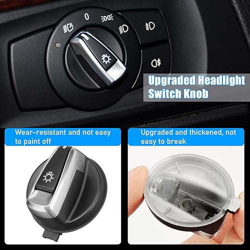 Miniatura 5 de Jaronx Compatible con perilla de interruptor de faros delanteros BMW para 1'E81 E82 E88 E87, 3' E90 E91, X1 E84 interruptor de luz de cabeza
